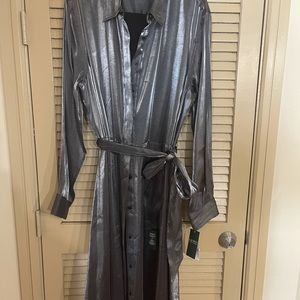 Ralph Lauren metallic dress. It is below the knee. Very unique and elegant.